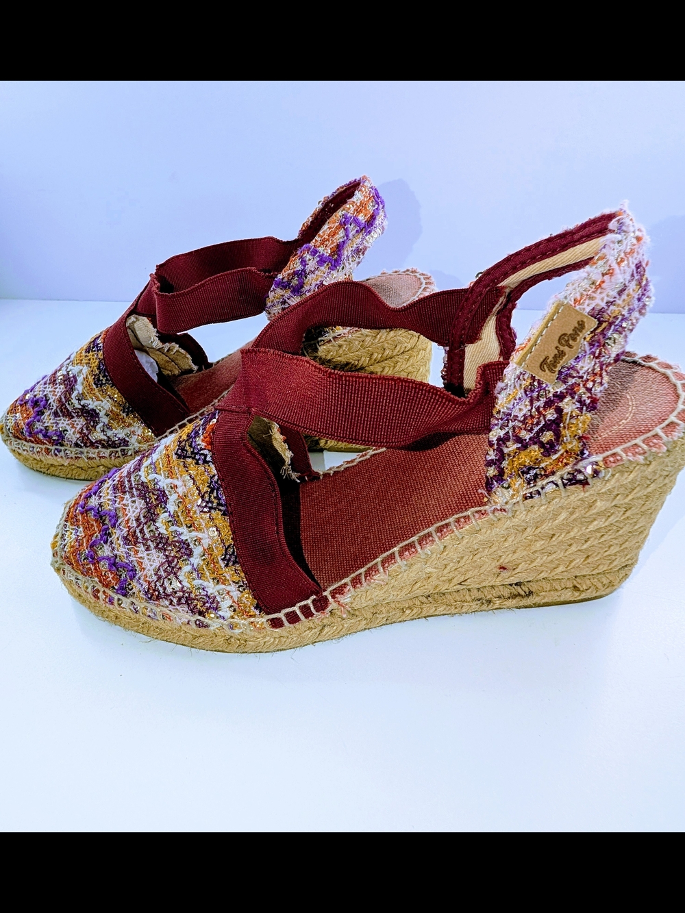 Toni Pons Womens 6.5 Multicolor Canvas Espadrille Wedge Sandals